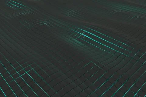 Wavy surface made of cubes with glowing background Stock Illustration