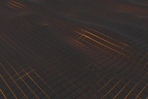 Wavy surface made of cubes with glowing background Stock Illustration