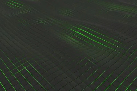 Wavy surface made of cubes with glowing background Stock Illustration