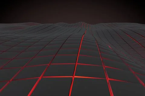 Wavy surface made of cubes with glowing background Stock Illustration