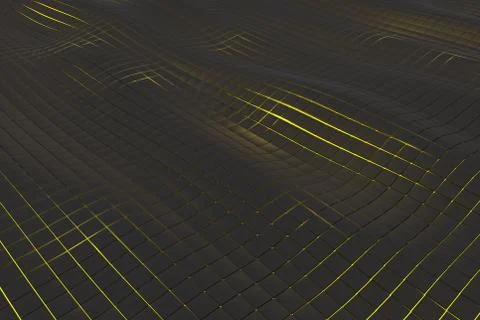 Wavy surface made of cubes with glowing background Stock Illustration