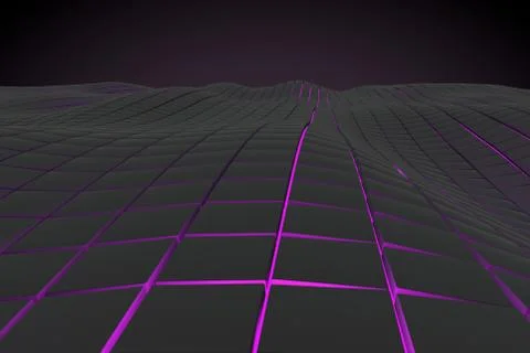 Wavy surface made of cubes with glowing background Stock Illustration