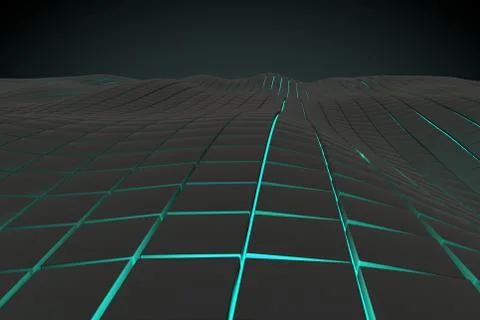 Wavy surface made of cubes with glowing background Stock Illustration
