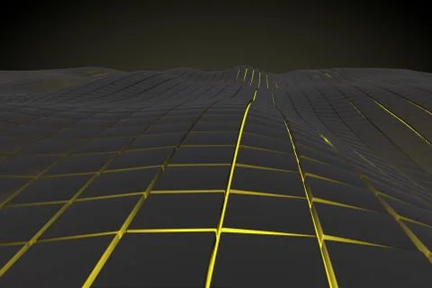 Wavy surface made of cubes with glowing background Stock Illustration