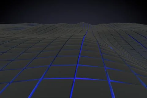 Wavy surface made of cubes with glowing background Stock Illustration