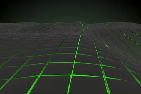 Wavy surface made of cubes with glowing background Stock Illustration