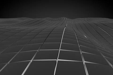 Wavy surface made of cubes with glowing background Illustrazione stock