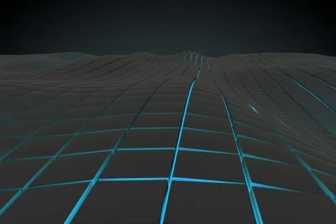 Wavy surface made of cubes with glowing background Stock Illustration