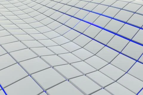 Wavy surface made of cubes with glowing background Stock Illustration