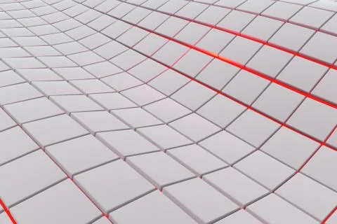 Wavy surface made of cubes with glowing background Stock Illustration