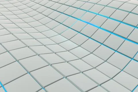 Wavy surface made of cubes with glowing background Stock Illustration