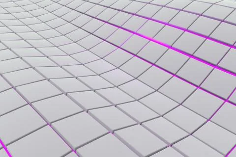 Wavy surface made of cubes with glowing background Stock Illustration