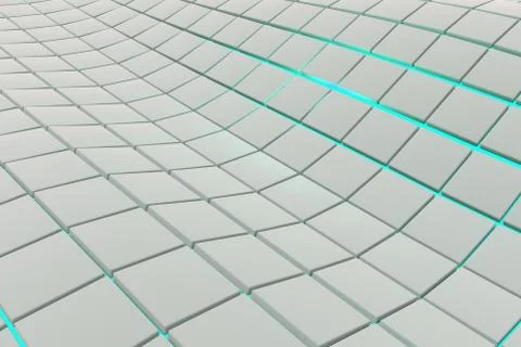 Wavy surface made of cubes with glowing background Illustrazione stock