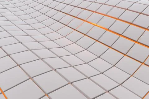 Wavy surface made of cubes with glowing background Stock Illustration