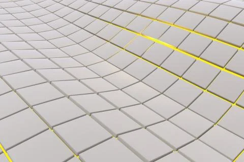 Wavy surface made of cubes with glowing background Stock Illustration