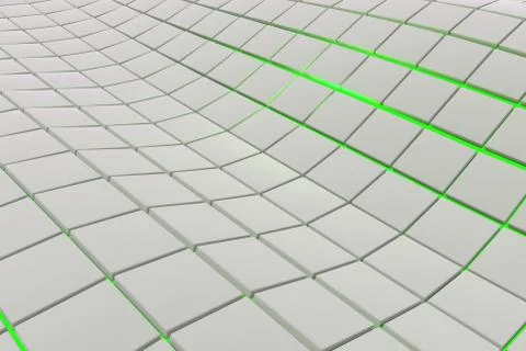 Wavy surface made of cubes with glowing background Stock Illustration