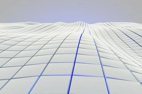 Wavy surface made of cubes with glowing background Stock Illustration