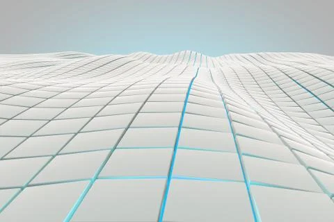 Wavy surface made of cubes with glowing background Stock Illustration
