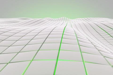 Wavy surface made of cubes with glowing background Stock Illustration