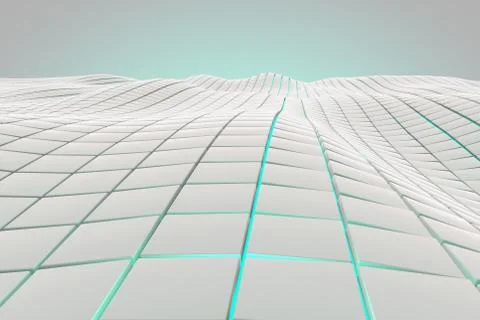 Wavy surface made of cubes with glowing background Stock Illustration
