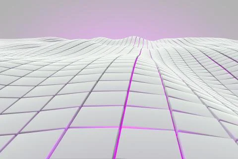 Wavy surface made of cubes with glowing background Stock Illustration