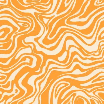 Wavy swirl vector seamless pattern Hand drawn 1970 vector illustration. Stock Illustration
