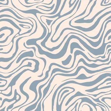 Wavy swirl vector seamless pattern Hand drawn 1970 vector illustration. Stock Illustration