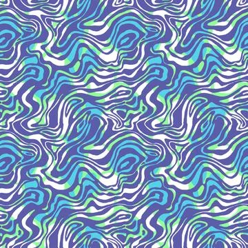 Wavy swirl vector seamless pattern Hand drawn 1970 vector illustration. Illustrazione stock