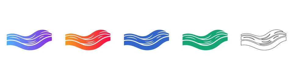Wavy Texture Icons in Gradient and Outline Illustration