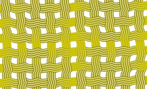 Wavy thread weave. Mesh, yellow fabric. White background. Stock Illustration