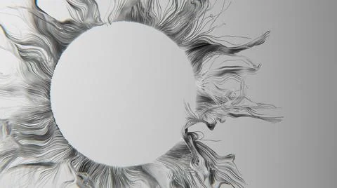 Wavy threads forming an empty round frame. Realistic 3D illustration Stock Illustration