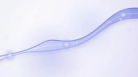 A wavy translucent blue-purple ribbon shape with subtle white square particl Stock Footage 340678291