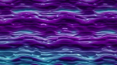 Wavy undulating liquid surface flows with purple magenta and cyan reflection Stock Footage 340678415