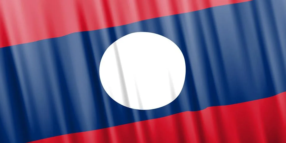 Wavy vector flag of Laos Stock Illustration