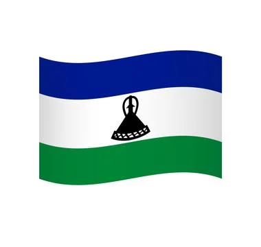 Wavy vector flag of Lesotho Stock Illustration