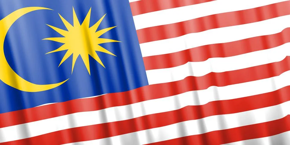 Wavy vector flag of Malaysia Stock Illustration