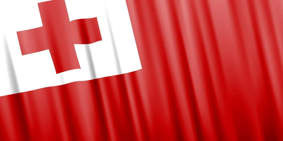 Wavy vector flag of Tonga Stock Illustration