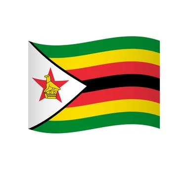 Wavy vector flag of Zimbabwe Stock Illustration