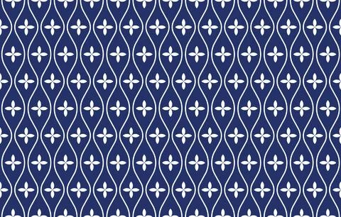 Wavy vertical lines, small flowers traditional Asian seamless pattern Stock Illustration