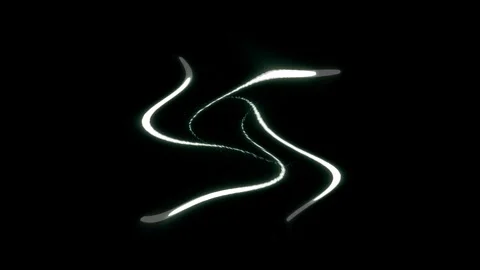 Wavy white fast light, outlines on black background, water effect of light,.. Stock Footage 251313422