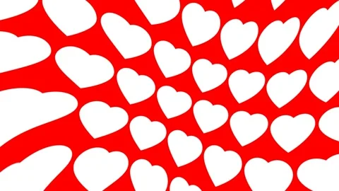 Wavy white hearts on red background. Loop animation Stock Footage 298739645