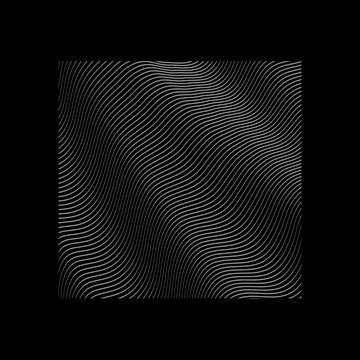 Wavy white lines on black background. Vector illustration. Illustrazione stock