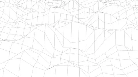 Wavy wireframe with black lines, liquid surface imitation, 3d render computer Stock Illustration