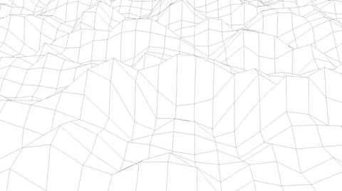 Wavy wireframe with black lines, liquid surface imitation, 3d render compu... Stock Photos