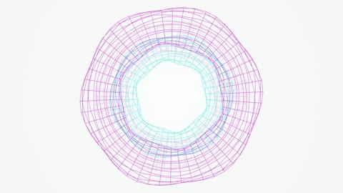 A wavy wireframe torus rotates in a seamless loop Stock Footage 342861846