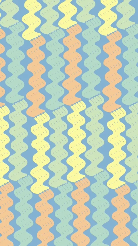Wavy Yellow and Orange Zigzag Lines on Light Blue Background Video stock 282752519