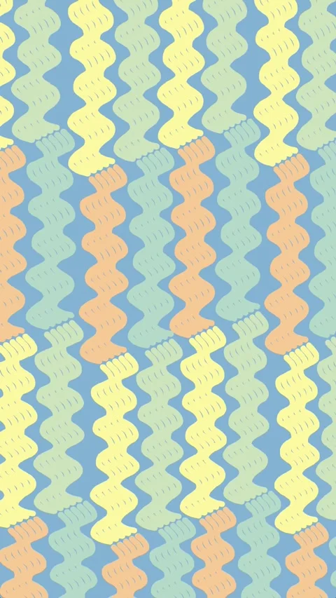 Wavy Yellow and Orange Zigzag Lines on Light Blue Background Video stock 282752542