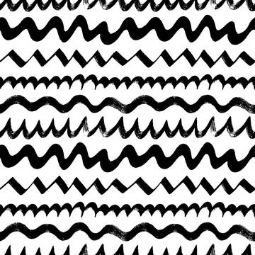 Wavy, zig zag, curly lines seamless vector pattern Stock Illustration