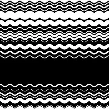 Wavy, zig-zag horizontal parallel lines. Abstract monochrome seamlessly repea Stock Illustration