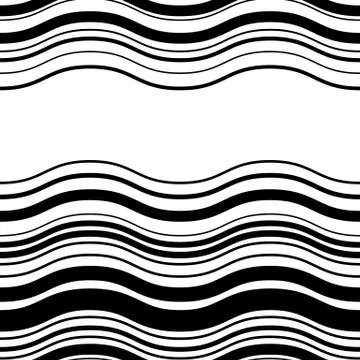 Wavy, zig-zag horizontal parallel lines. Abstract monochrome seamlessly repea Stock Illustration